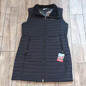 NEW Columbia Women's Black White Out Quilted Long Vest Puffer Dress